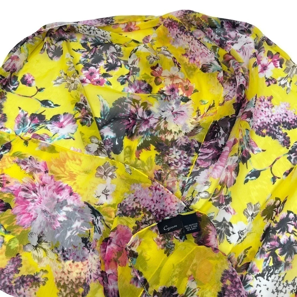 Cejon Women’s Yellow Floral Print Lightweight Oversized Spring Summer Scarf Wrap